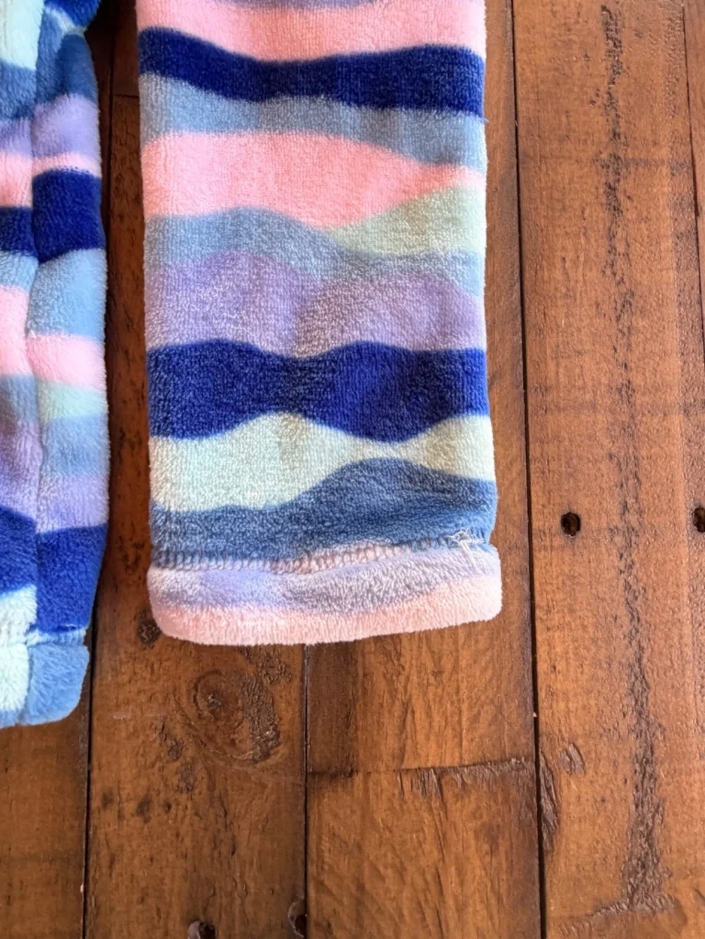 Lands’ End Girls Striped Fleece Zip Hoodie Jacket Multicolor Size L 10-12 EUC